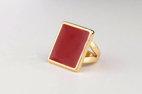 Square Enamel Ring (Chilly)