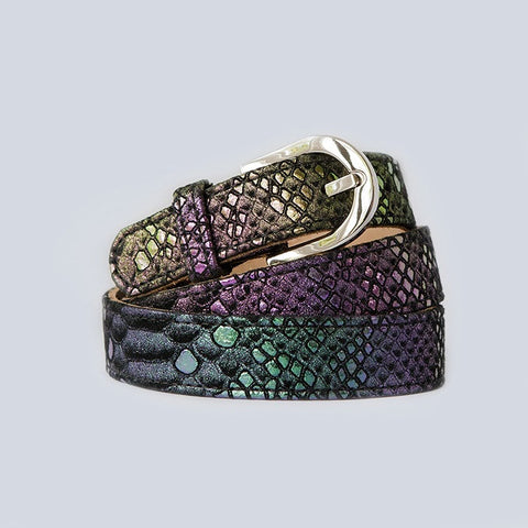 Black Metallic Silver Buckle